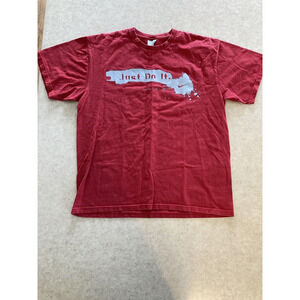 Vintage Men's Nike Tshirt Large Red Just Do It Splatter and Back Hit Y2K Faded